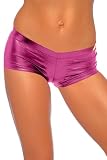 Fuchsia Pink Faux Liquid  Leather  Hot Pants Clubbing Mini Booty Short Shorts