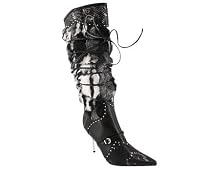 METALLIC SNAKE FUR LACE-UP BOOT