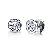 Unisex Men Women Plugs Piercings Stainless Steel Round Arrow Cubic Zirconia Illusion Tunnel Earrings Screw Back Punk Rock Style (2 pair of silver & black)