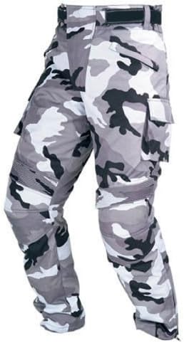 Spaceiz Designer Men's Motorcycle Armour Biker Camo Textile Motorbike Waterproof Trouser, Grey Camo, W36-L32