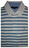 Men's Tommy Hilfiger Polo Shirt Size Large - XXL Short Sleeved White, Blue & Navy Striped