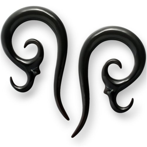 Pair of Black Water Buffalo Horn Hooks - BY11: 4g