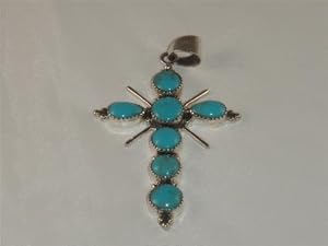 Sterling Silver Turquoise Cross Pendant - PD-0019