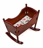 Dollhouse Miniature Wood Rocking Baby Cradle