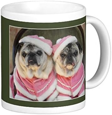 Holiday Pugs in Pink, Pug Mug by Pugs and Kisses