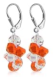 Orange & Clear Swarovski Crystal Sterling Silver Leverback 1.25