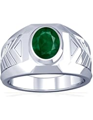 14K White Gold Oval Cut Emerald Solitaire Ring