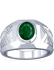 18K White Gold Oval Cut Emerald Solitaire Ring