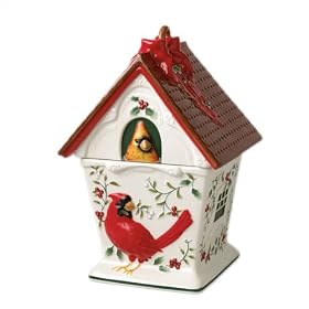Pfaltzgraff Winterberry Cardinal Birdhouse Cookie Jar by Pfaltzgraff