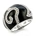 Black Rhodium-Plated Brass Ring Lined with Clear title=