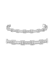 Diamond Bracelet - Baguette/Round Tennis Bracelet in 18k White Gold