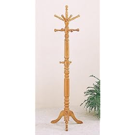 Oak Finish Double Hanger Coat Rack