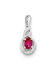 Sterling Silver Created Ruby & Diamond Pendant