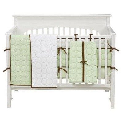 Quilted Circles 4 Piece Crib Set in White and Chocolate