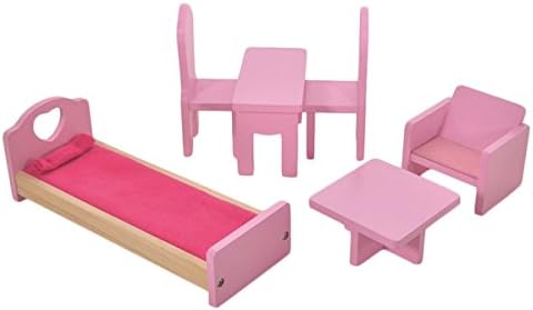 Fortune East Wooden Dollhouse Furniture - 6-piece Durable Pretend Play Doll Set for Girls
