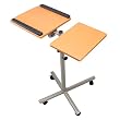 Adustable Laptop Table Cart Mobile, Light Brown 27.6"-31.5"Height