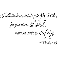 I will lie down and sleep in peace, for you alone, Lord, make me dwell in safety Psalms 4:8 religious wall quotes arts sayings vinyl decals