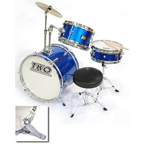 TKO 3-Piece Junior Drum Set with Seat - Blue by 