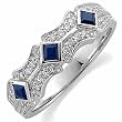 14kt White Gold Flourish Blue Sapphire and Diamond Anniversary Band