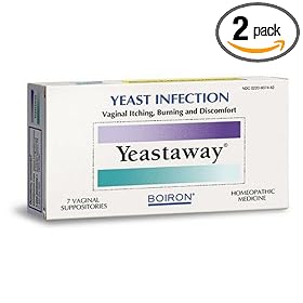 Boiron Homeopathic Medicine Yeastaway Suppositories for Yeast Infections, 7-Count Boxes (Pack of 2)