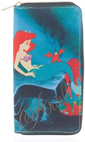 New Disney Ariel Large Zip Around Womens Wallet with Chain Clutch Licensed