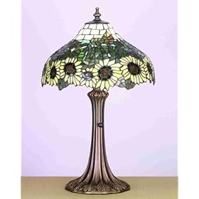 12 Inch Wild Sunflower Dome-10 1 2 Inch Leaf Base Table Lamps by Meyda