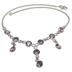 Necklace Amethyst Gemstone Jewelry 14 inches (gnklc286)