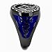 Marimor Jewelry Stainless Steel Black and Blue Ion Plated Crystal Masonic Freemason Ring Size 8-13