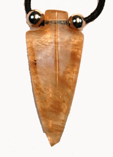 Click here to buy Synthetic Rutilated Quartz Arrowhead Pendant by ToltecTraders.com.