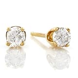 14K Yellow Gold 1/3 Carat Certified Diamond Stud Earrings (H-I;SI1-SI2)