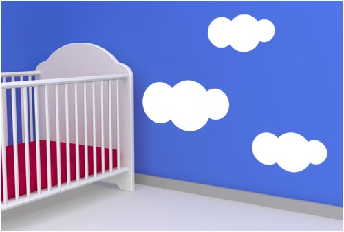 Wolken, Größe: L, 1Stk. 50x26 cm 2 Stk. 14x17 cm , Farbe: Lila