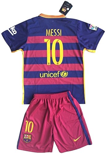 Messi #10 FC Barcelona 2015-16 Youths Home Kit Shirt & Shorts