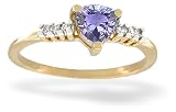 14K Yellow Gold Genuine Trillion Tanzanite and Diamond Ring