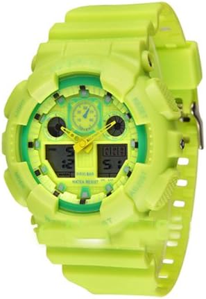 Ampmall® Great Christmas Gift Electronic Multi Function Military S-shock Sports LCD Date Analog Digital Waterproof Watch Boys Girls Dual Display Digital Sports Swimming Running Wrist Stop Watch Charming Men's LED Water Resistant Fashion Quartz Bracelet Silicone Jelly Racing Watches Girl's Lady's Casual Unisex Strap Women's Xmas Gift Boyfriend Girlfriend Gift Adult Students Kids Plastic Back Light Luminous Outdoor Stopwatch with Unique Ampmall Lable (Green-66926)