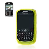 New Fashionable Perfect Fit Soft Polymer Protector Skin Cover Cell Phone Case with Screen Protector for Blackberry Curve 8900 AT&T ,T-Mobile - Yellow