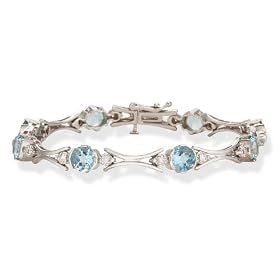 Diamond and Aquamarine Bracelet in 14k White Gold by 