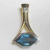14K Two-Tone Gold London Blue Topaz and Diamond Pendant