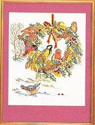 Eva Rosenstand Holiday Birds in Wreath Counted Cross Stitch Kit #12-986