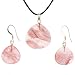 Cherry Quartz Briolette Drop Pendant and Earrings Set - Pendant (22mm), Earrings (15mm) - Adjustable Cord Necklace