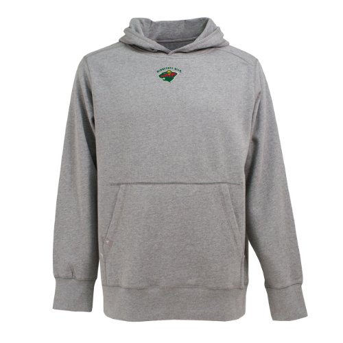 Antigua Men's NHL Minnesota Wild Impact Desert Dry Short Sleeve Polo, Grey Heather, Large