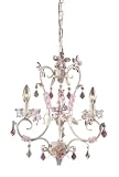 Elk 9100 3 3-Light Chandelier In Antique White and Rose and Clear Crystal