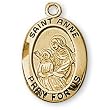 12K Gold Filled Saint Anne Medal and 18-inch Chain