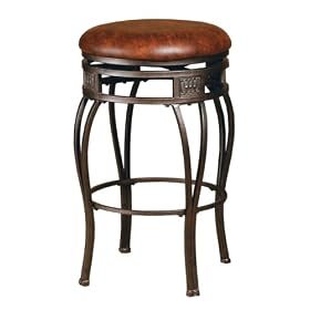 Hillsdale Montello 26-Inch Backless Swivel Counter Stool, Old Steel Finish with Brown... by Hillsdale Furniture