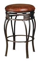 Hot Sale Hillsdale Montello 26-Inch Backless Swivel Counter Stool, Old Steel Finish with Brown Faux-Leather