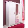 Pharao24 Kinder Kleiderschrank 3-trg wei� rosa Lilith