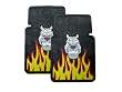 Set of 2 Universal-Fit Front Rubber Floor Mats - Fire Raged Pit Bull Dog