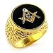Masonic Ring - Black Background - Swarovski Crystal - Sizes 8-13
