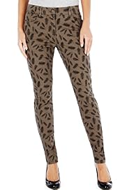 Cotton Rich Feather Print Denim Jeggings