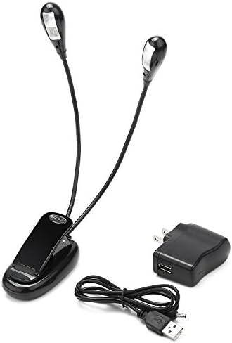 Clip-on Rechargeable LED Book Light ,Dailymate Reading Lamp in Bed, Flexible 2 Arms with Power Button, AC and USB Charger,Perfect for Night Reader