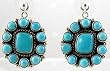 Turquoise and Sterling Silver Santa Fe Style Cluster Earrings, #10837